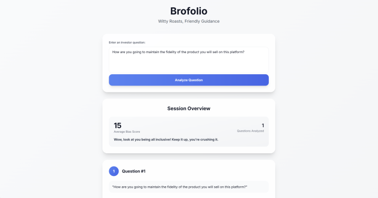 Brofolio Prototype Screenshot